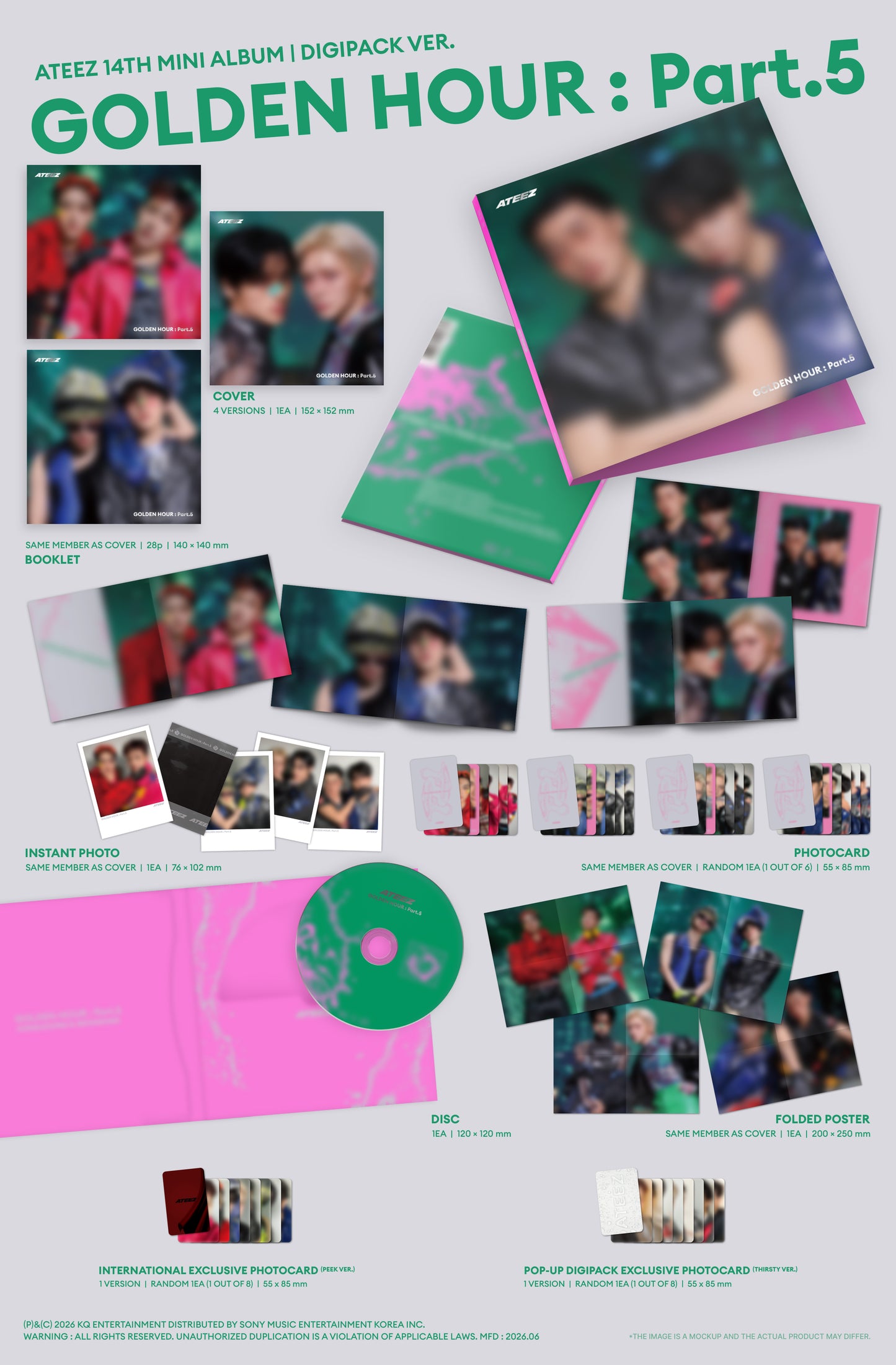 Hello82 ATEEZ - GOLDEN HOUR : Part.5 (DIGIPACK UNIT VER.) - POP-UP Exclusive J-store.Online