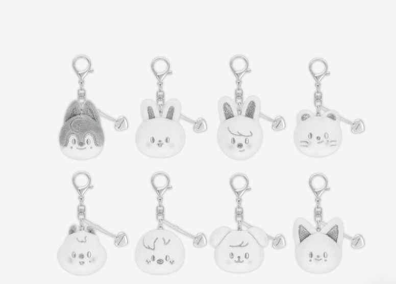 STRAY KIDS - SKZOO FACE KEYRING SILVER - CELEBRATE (OFFICIAL MD
