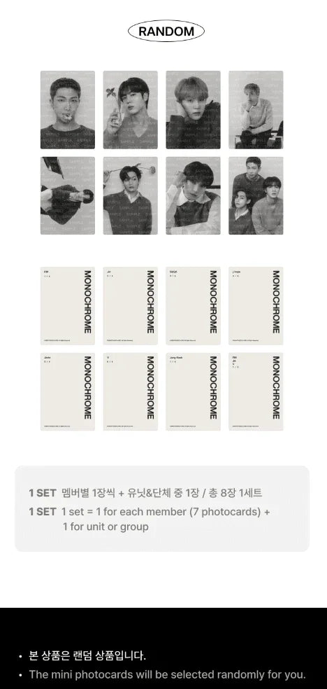 BTS - MONOCHROME - MINI PHOTOCARDS - Pre-Order - J-Store Online
