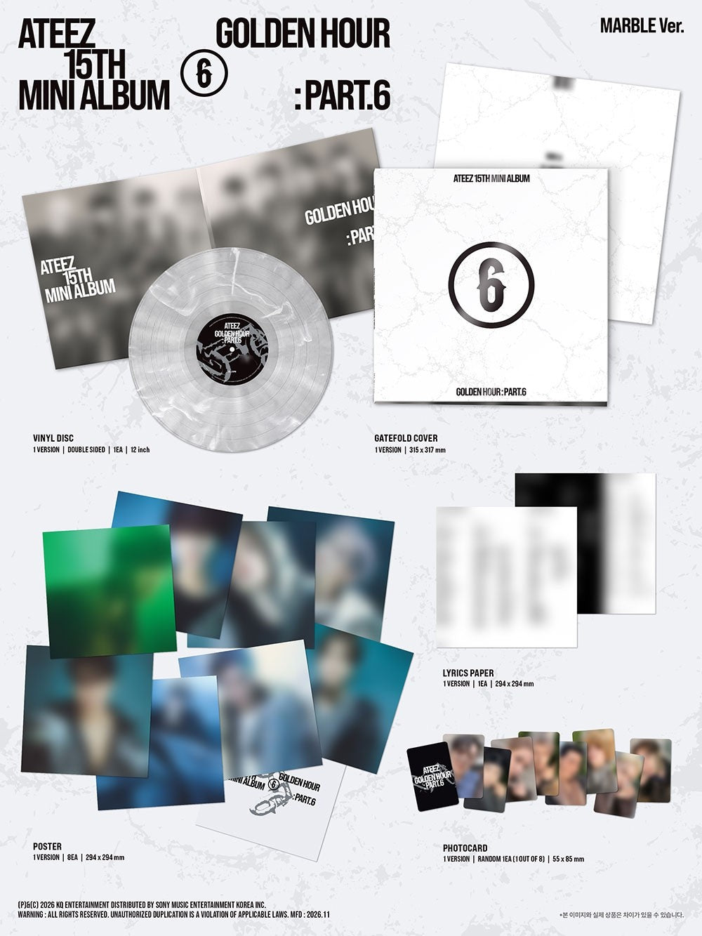 (Pre-Order) ATEEZ - GOLDEN HOUR : Part.6 (MARBLE VINYL VER.)