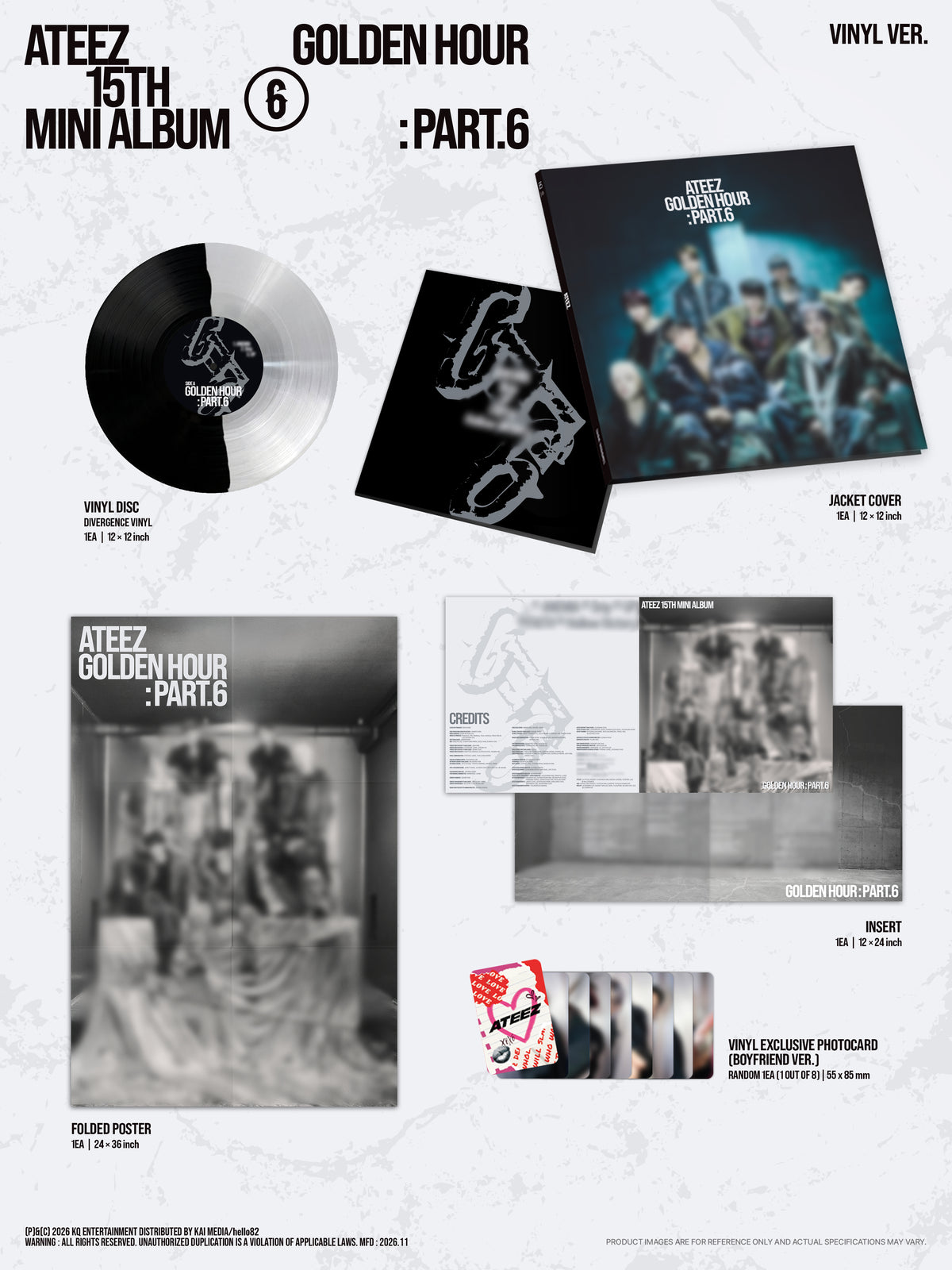 (Pre-Order) ATEEZ - GOLDEN HOUR : Part.6 (VINYL VER.) - 82EVENT Exclusive