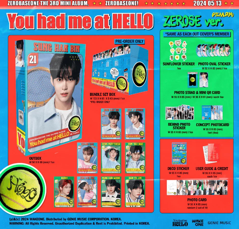 ZEROBASEONE - 3rd MINI ALBUM - YOU HAD ME AT HELLO - ZEROSE Ver. (POCA ALBUM) - J-Store Online