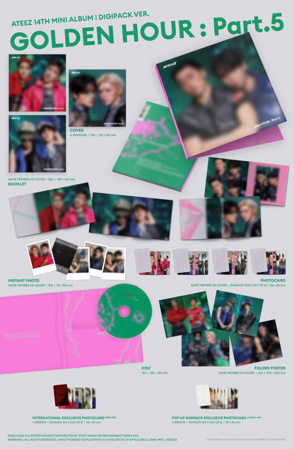 Hello82 ATEEZ - GOLDEN HOUR : Part.5 (DIGIPACK UNIT VER.) - POP-UP Exclusive J-store.Online