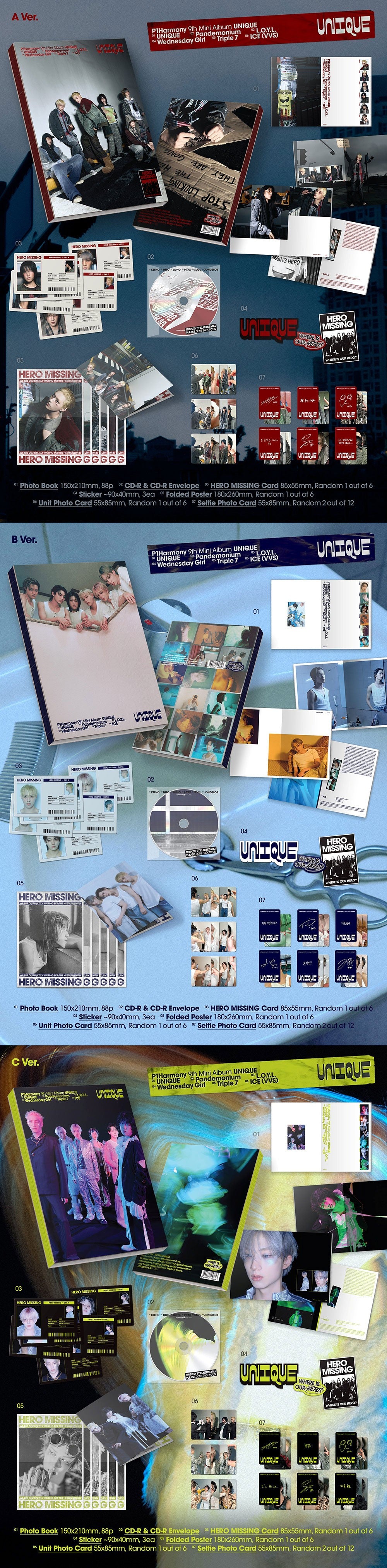 P1Harmony ソウル プロファイルブック 写真 ポスター Pre-Order) - P1Harmony - UNIQUE - PHOTOBOOK (Korean Version) – J
