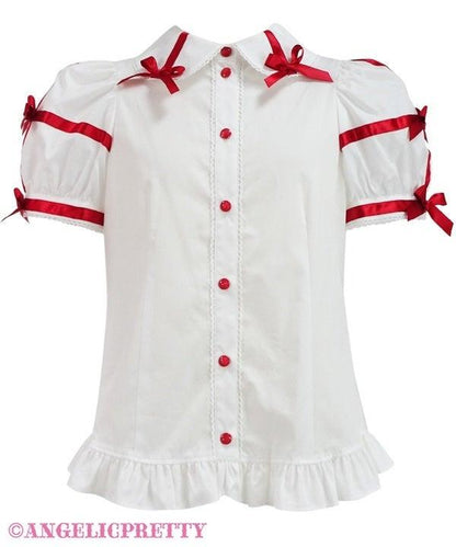 ANGELIC PRETTY - CHARMING CROSS RIBBON BLOUSE - J-Store Online