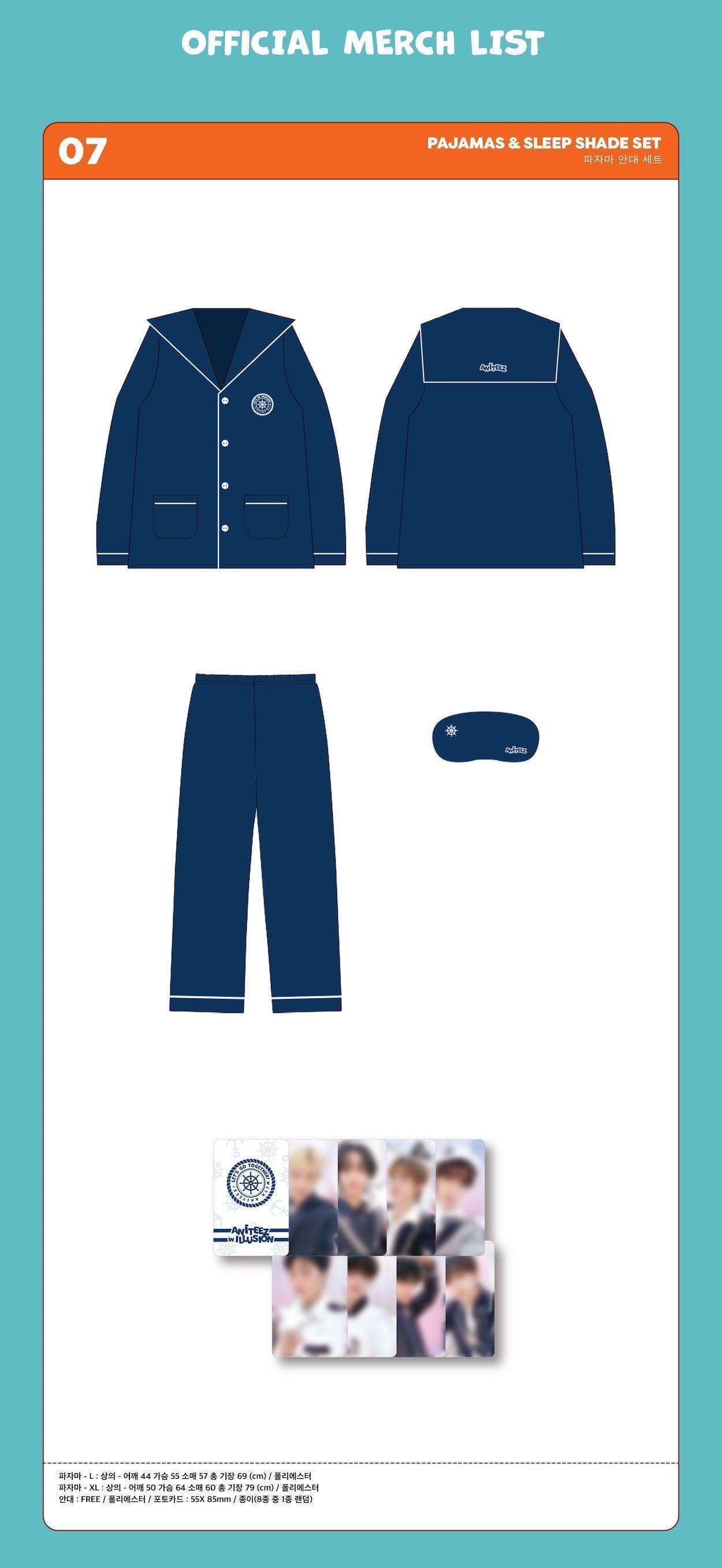 ATEEZ (ANITEEZ IN ILLUSION) OFFICIAL MERCH - PAJAMAS & SLEEP SHADE SET - J-Store Online