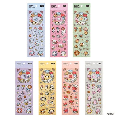 BT21 - MININI HOLOGRAM STICKER - HAPPY FLOWER - J-Store Online