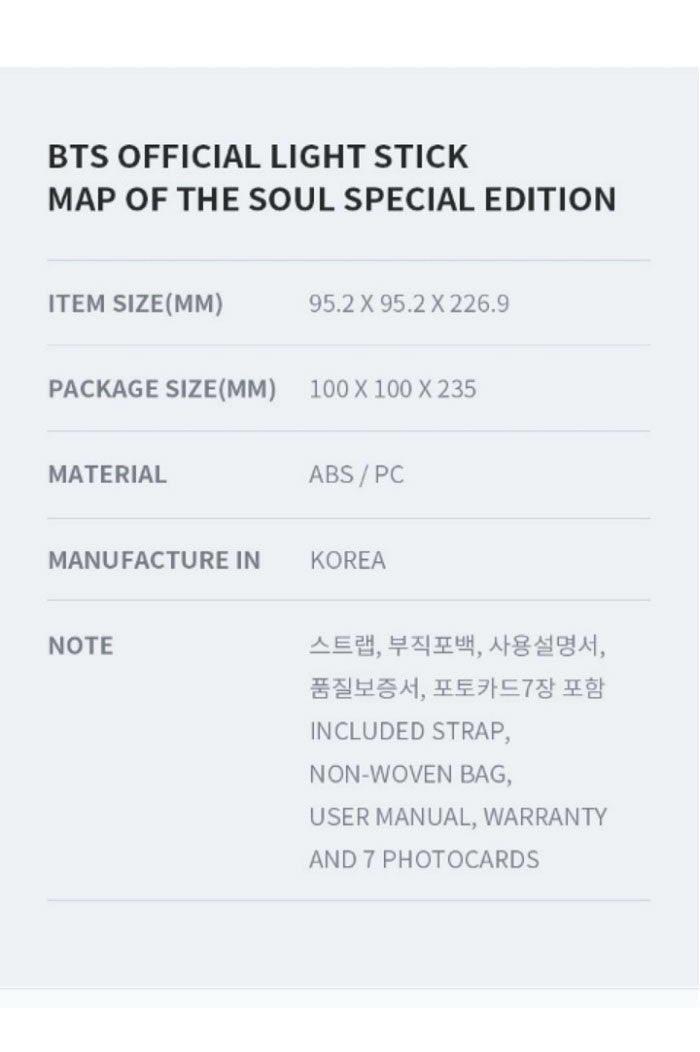 BTS OFFICIAL map of the soul special edition lightstick best army bomb se