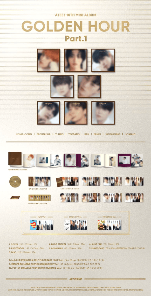 (hello82 EU Pop-up exclusive) ATEEZ - GOLDEN HOUR: PART.1 (10TH MINI ALBUM) - DIGIPACK VER. - J-Store Online