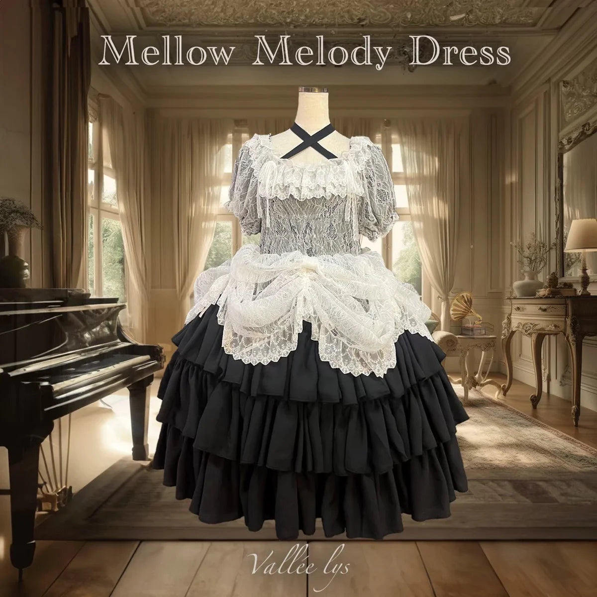 j-store-online_AtePie_Mellow_melody_dress_white-black