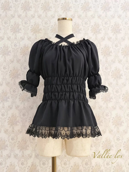 j-store-online_AtePie_Valee_lys-Short_Sleeve_Shirred_Blouse
