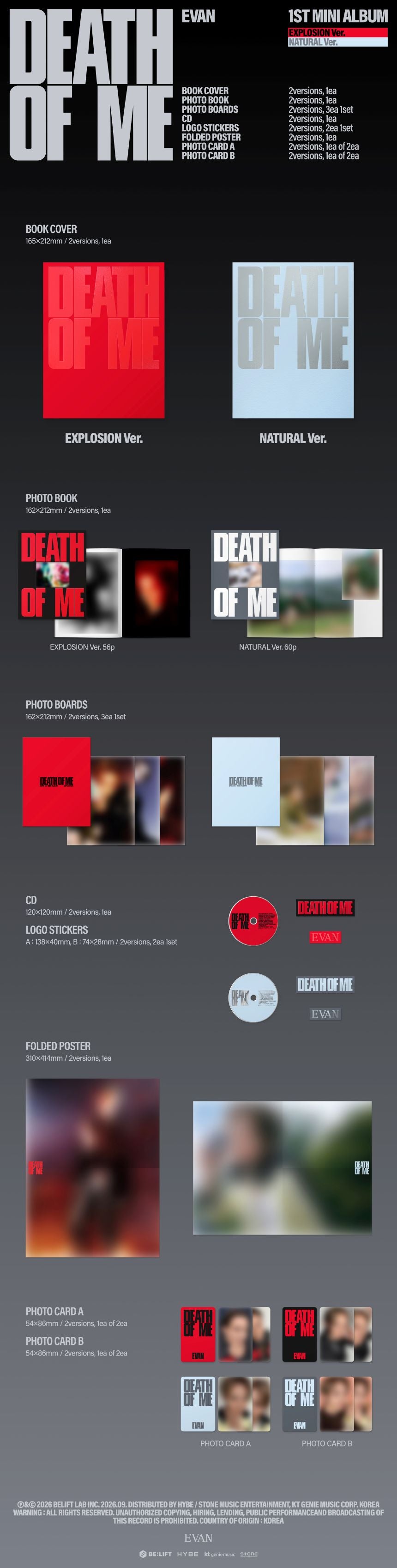 (Pre-Order) EVAN - DEATH OF ME (1ST MINI ALBUM) - PHOTOBOOK SET + WEVERSE GIFT