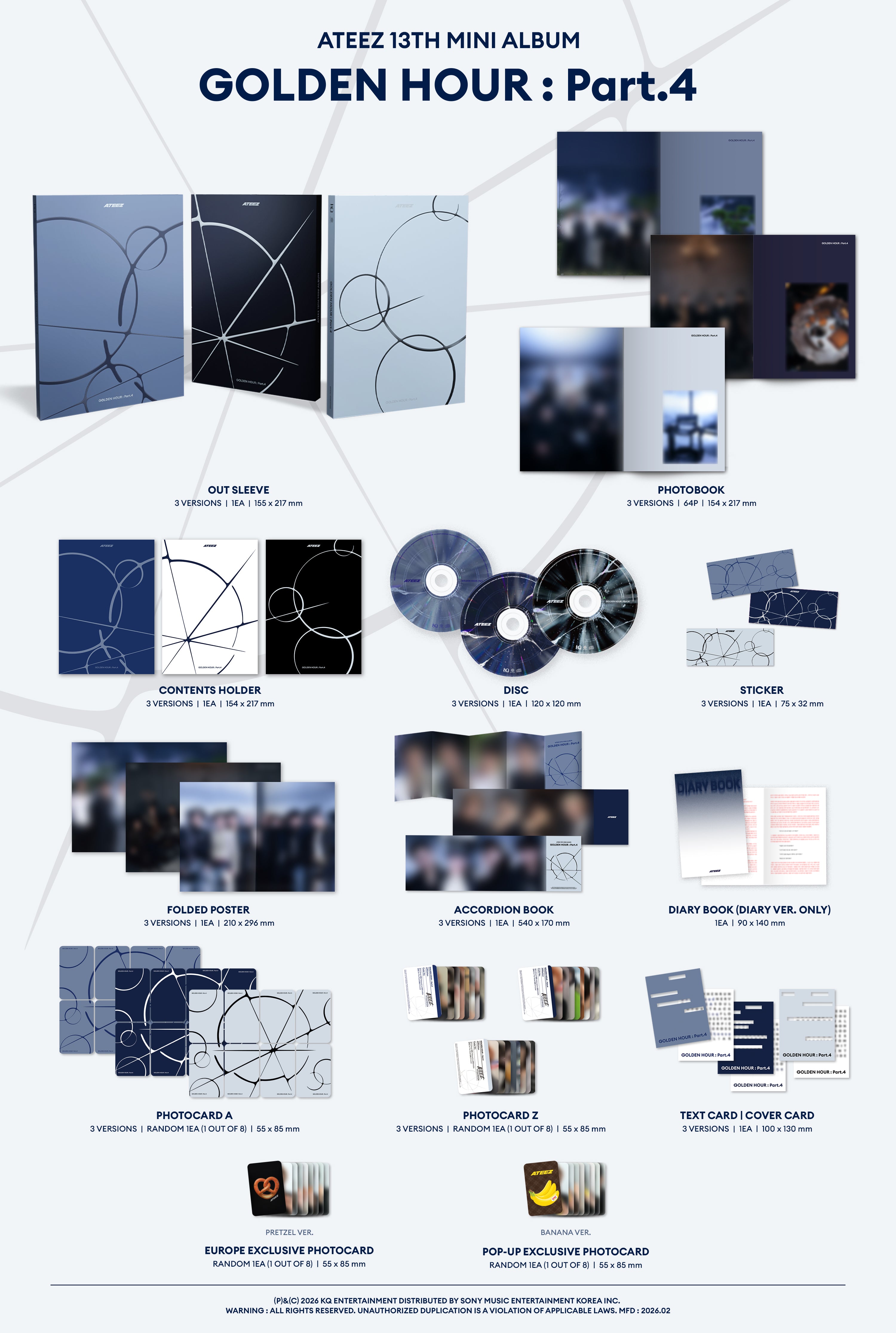ATEEZ GOLDEN HOUR Part.4 ユニバ コンプ セット ATEEZ - GOLDEN HOUR: PART 4 ​​- EUROPE POP-UP EXCLUSIVE (PHOTOBOOK
