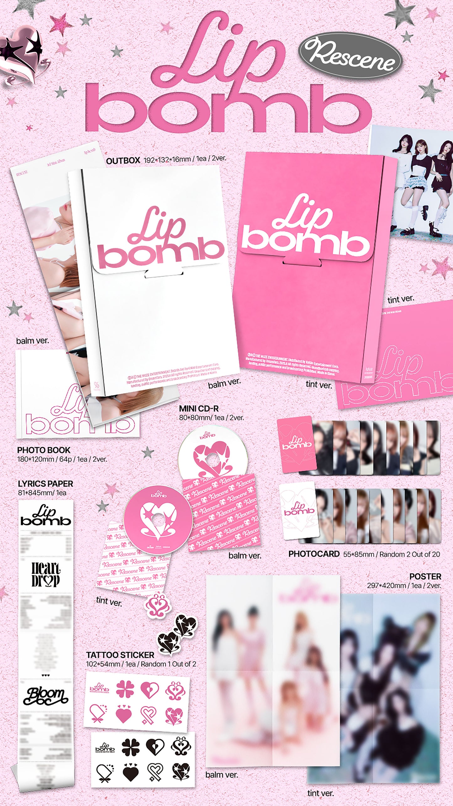 jstore_online_RESCENE_3rd_Mini_Album_lip_bomb_Random_Ver_content