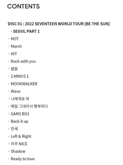 SEVENTEEN - WORLD TOUR [BE THE SUN] - SEOUL DVD - J-Store Online