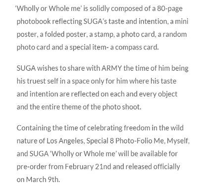 BTS - SUGA SPECIAL 8 PHOTO-FOLIO - ME, MYSELF, AND SUGA - WHOLLY OR WHOLE ME - J-Store Online