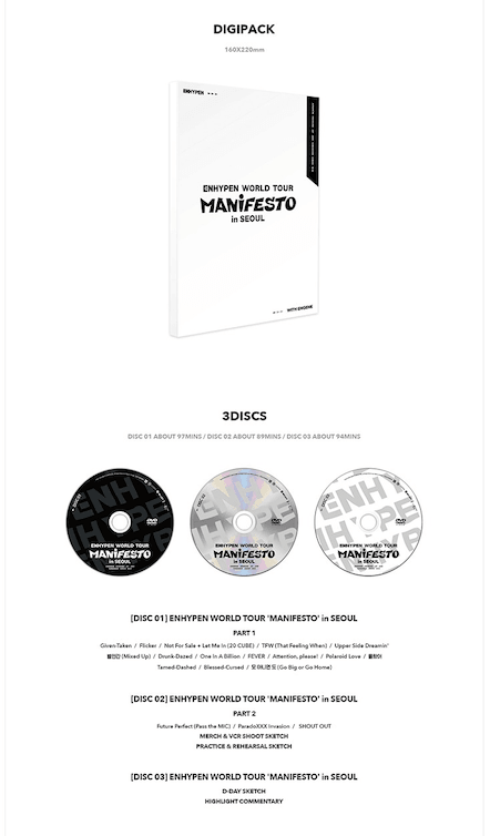 ENHYPEN - WORLD TOUR MANIFESTO IN SEOUL (DVD) - J-Store Online