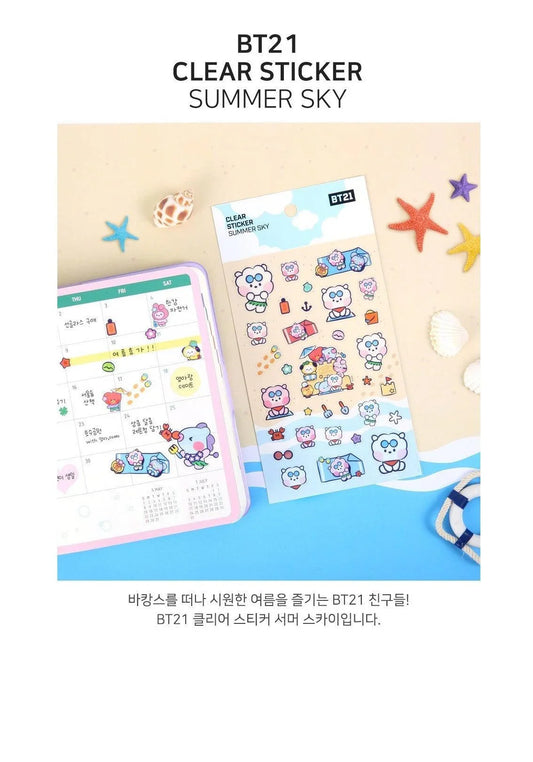 BT21 CLEAR STICKER SUMMER SKY - J-Store Online