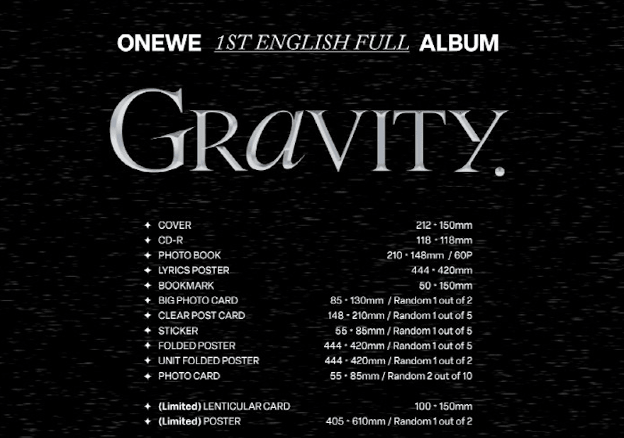 ONEWE - 1ST ENGLISH FULL ALBUM - GRAVITY - J-Store Online